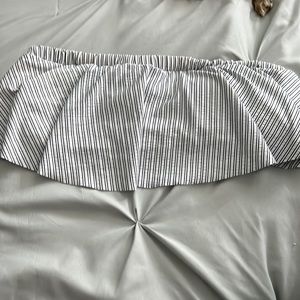 Strapless white and blue bikini top